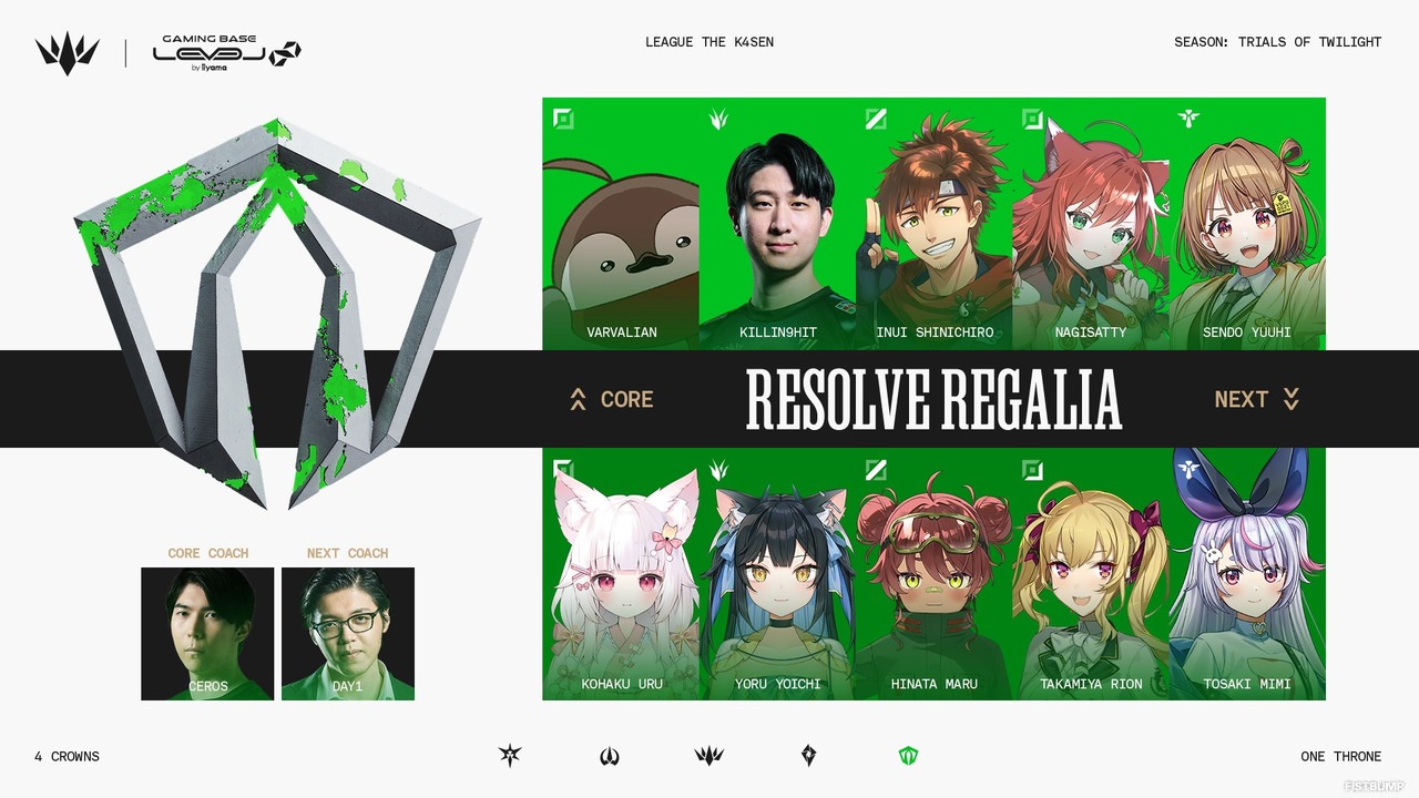 「LTK シーズン2」Resolve Regalia（RR）メンバーが発表―千燈ゆうひがサポートとしてCOREに参戦、NEXTでは日向まるがミッドに【Trials of Twilight（黄昏の試練）】