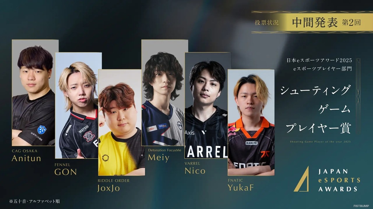 SHAKA、k4sen、Meiy、GON、Eviらに加え、ボドカ、JoxJoが上位に―「日本eスポーツアワード2025」ファン投票第二回中間発表…投票締切は11月15日（土）
