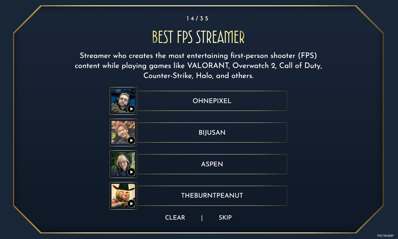 ムラッシュ Biju、「世界最高のFPSストリーマー」にノミネートされる―最も面白いFPSコンテンツを作成するストリーマーとして