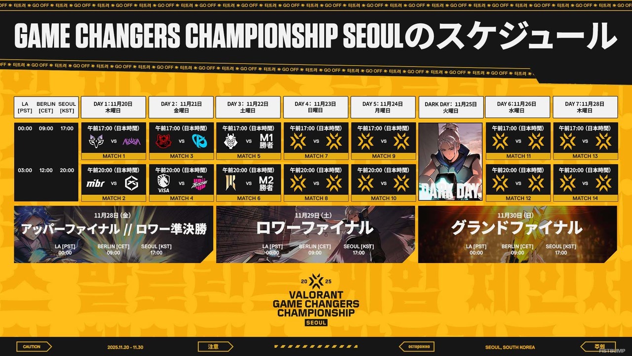 「VALORANT Game Changers Championship 2025」11月20日開幕！スケジュール、出場チーム、Drops、Pick'Emsなど情報ひとまとめ