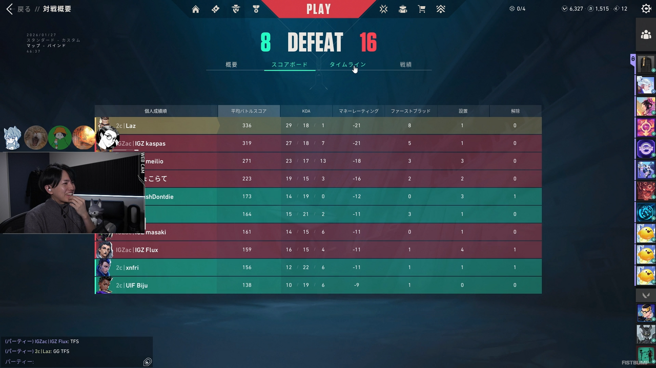 Lazさんの配信から引用