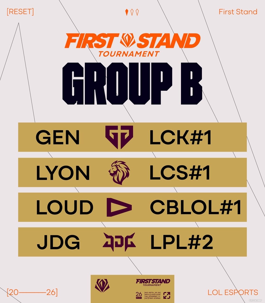 『LoL』世界大会「First Stand 2026」出場チーム出揃う―グループ分けも発表、3月16日より開幕