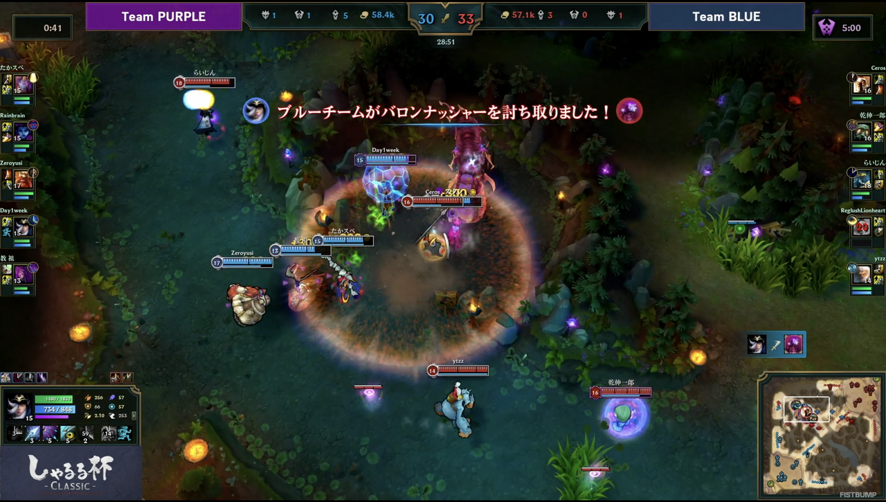 「しゃるる杯 CLASSIC」優勝はZerost、昏昏アリア、龍巻ちせ、たかやスペシャルらを擁する「Team PURPLE」！懐かしの『LoL』で両チーム40キル超えの大乱戦を制す