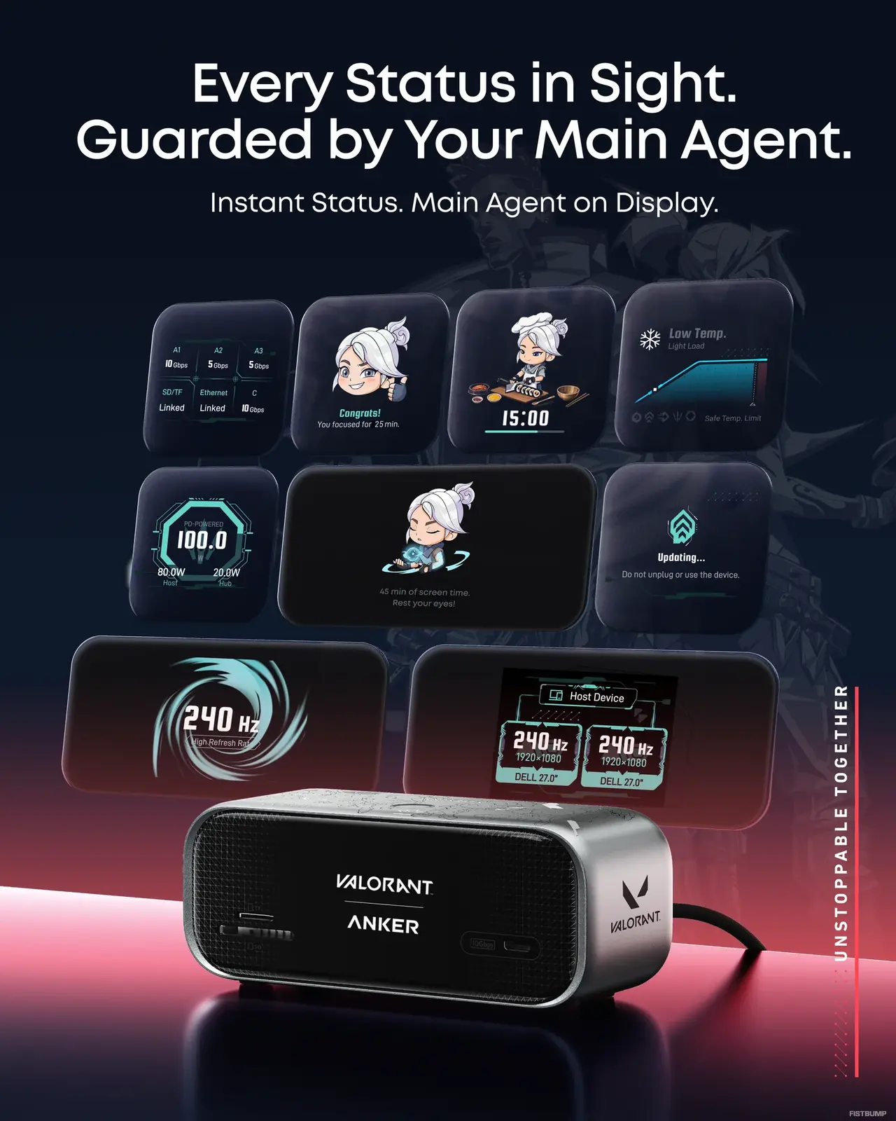 デスクに“推しエージェント”を常駐させろ！Anker ×『VALORANT』コラボ製品が海外で登場―最大240Hz出力対応の「10-in-1ハブ」と「画面付き100W充電器」でエージェントが動く！