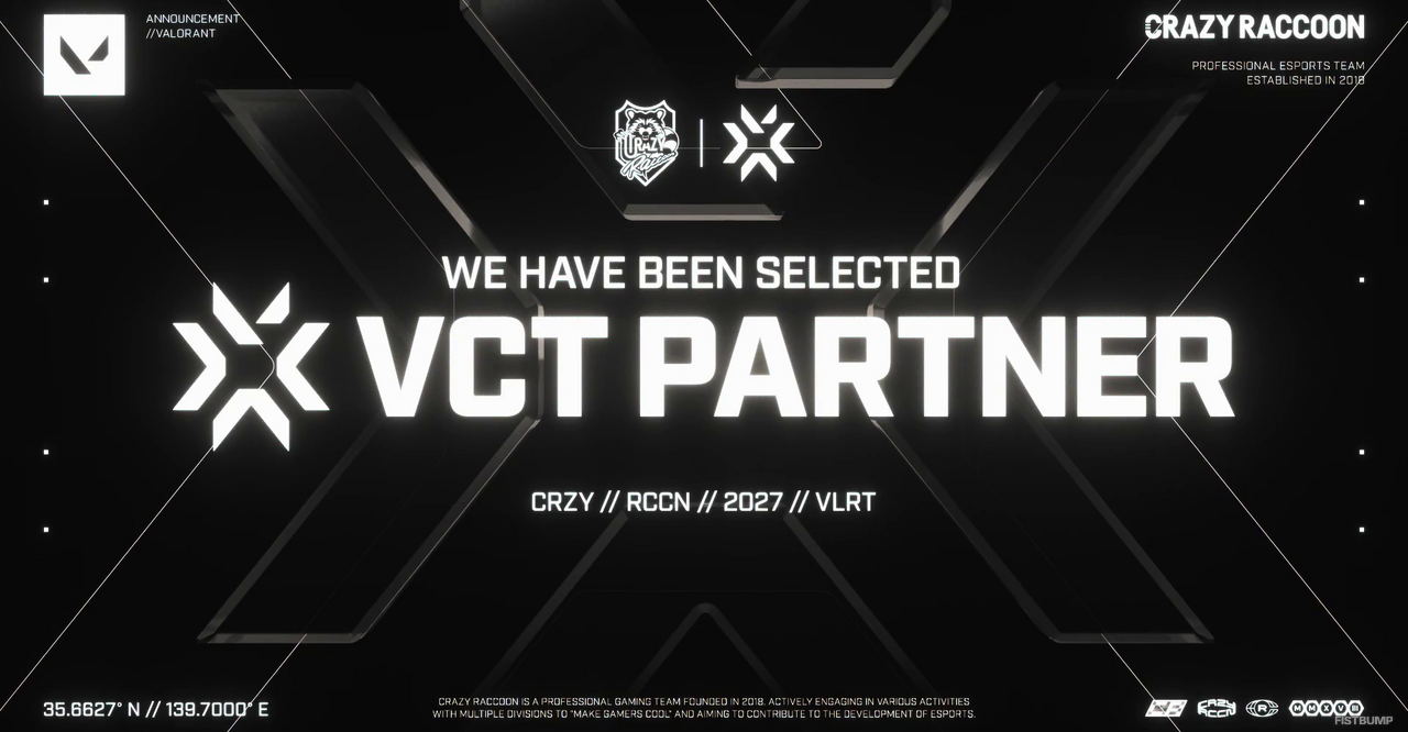 Crazy RaccoonがVCT 2027のパートナーチームに選出―公式発表