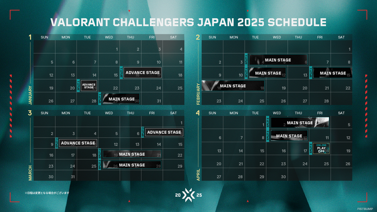 【VALORANT Challengers Japan 2025】Split 1 Advance Stageの対戦表が公開…サーキットポイント制度、全体スケジュールなどフォーマットをおさらい