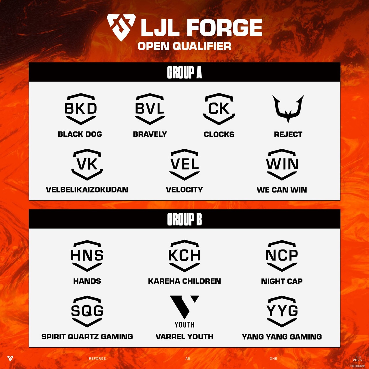 【LJL FORGE】予選出場チーム&メインステージシードチームが発表…オープン予選は計13チームを2グループに分けた総当たり戦へ