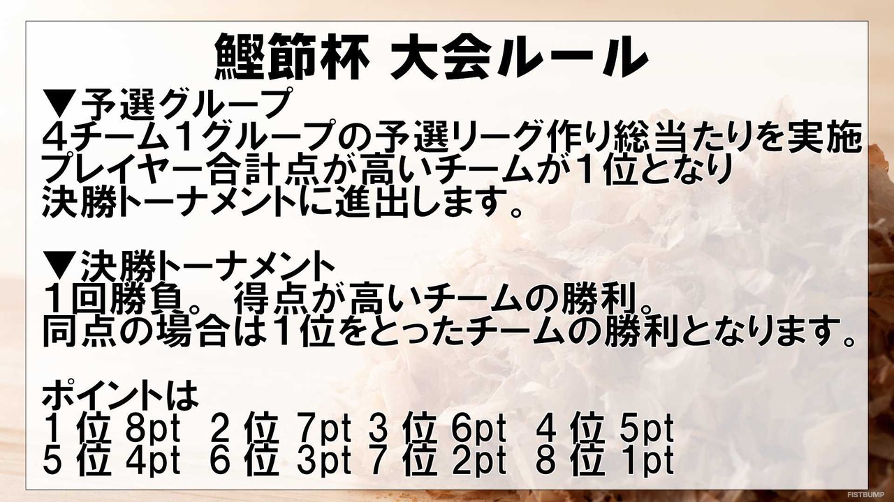 4名1組のチーム戦「TFT鰹節杯4vs4トーナメント」が6月29日（土）に開催決定！優勝賞品にはRPのほか“鰹節”も