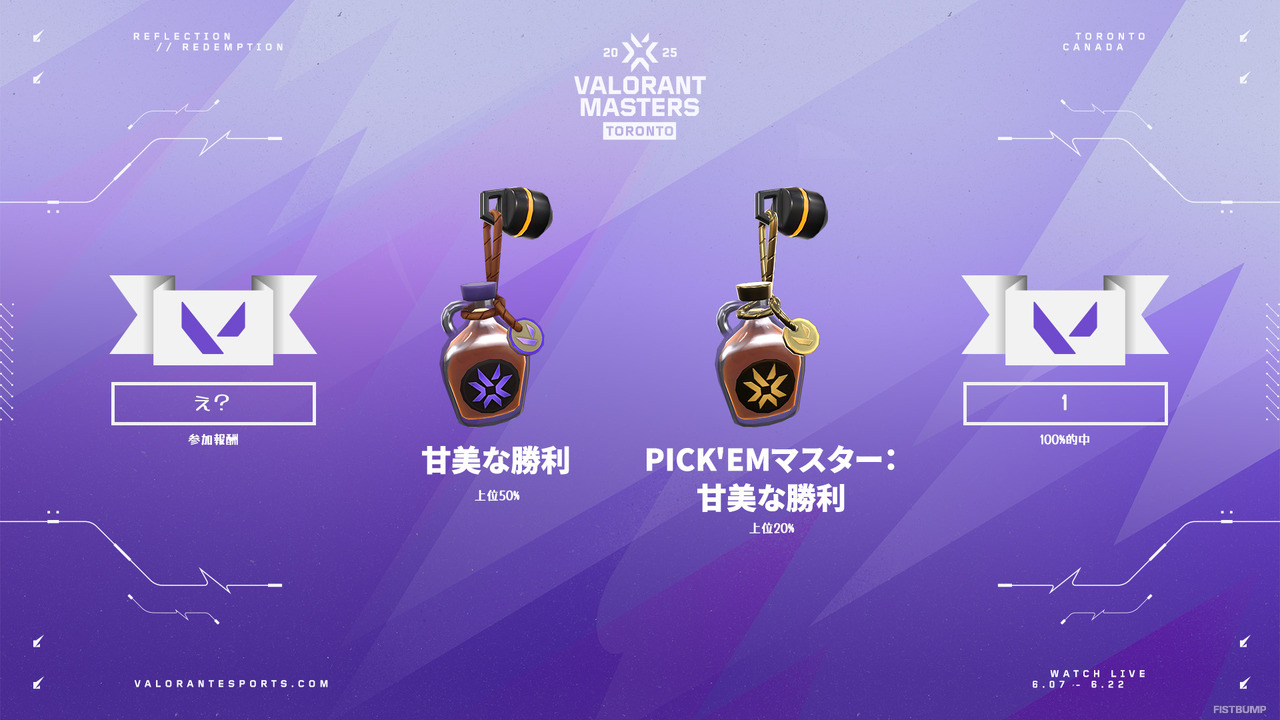 「VCT 2025 Masters Toronto」の組み合わせとスケジュールが公開！Pick'Emも始まる、目指せ100%【VALORANT】