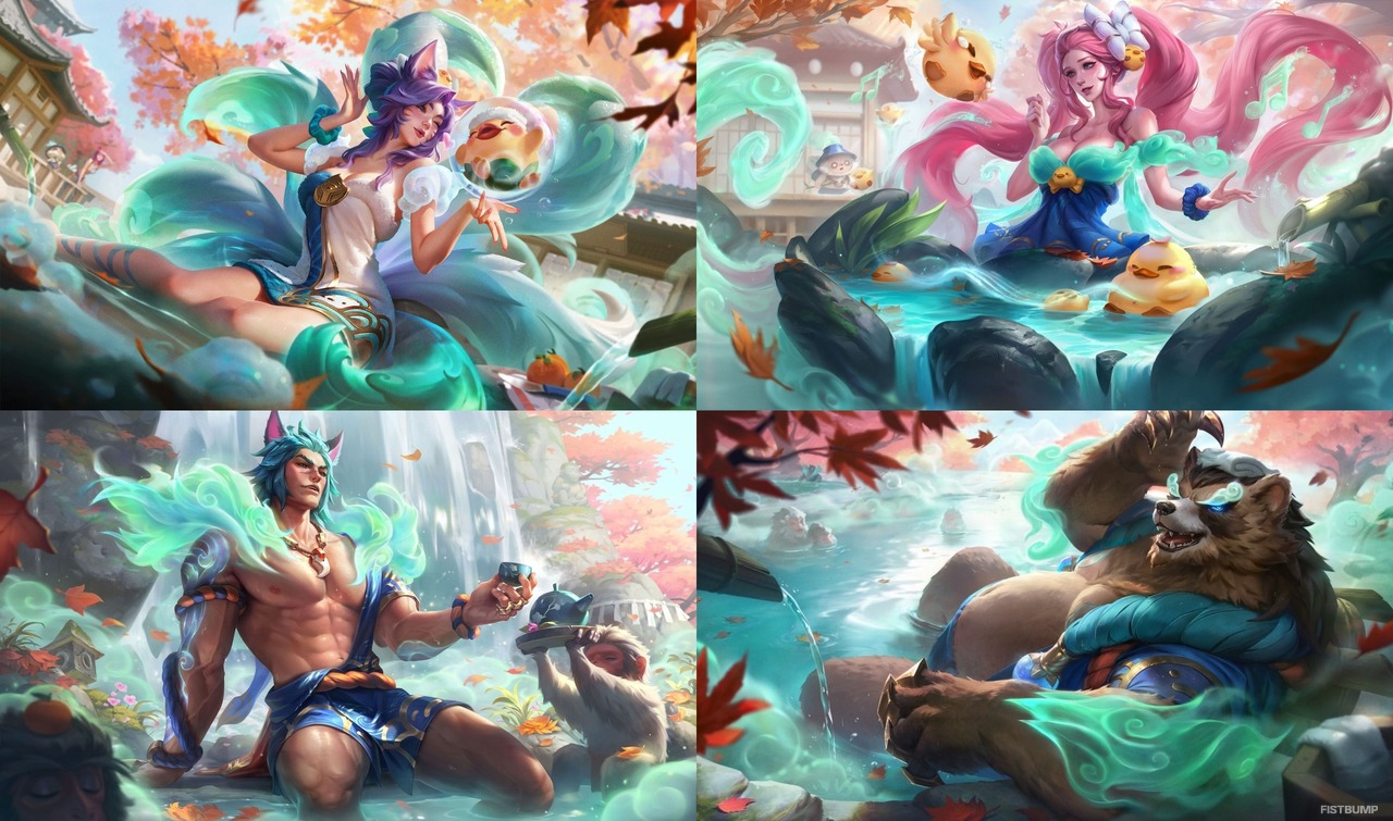新スキン「湯けむり」シリーズお披露目！アーリ、ティーモ、ボリベアなど7種公開―温泉でソロキューの疲れを癒そう【リーグ・オブ・レジェンド】
