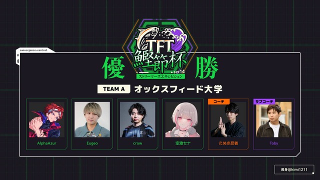 AlphaAzur、空澄セナ、crow、Eugeo「オックスフィード大学」が優勝！賞品としてまさかの“ロゴ入り鰹節削り器”が贈呈される【TFT鰹節杯 ストリーマーズエキシビションSET14】 画像