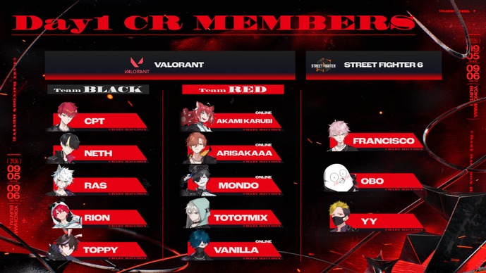 neth、rion、赤見かるび、ありさか、VaniLaらが出場！CRのゲーム特化イベント「Crazy Raccoon Revive」『VALORANT』含む出演メンバーが発表