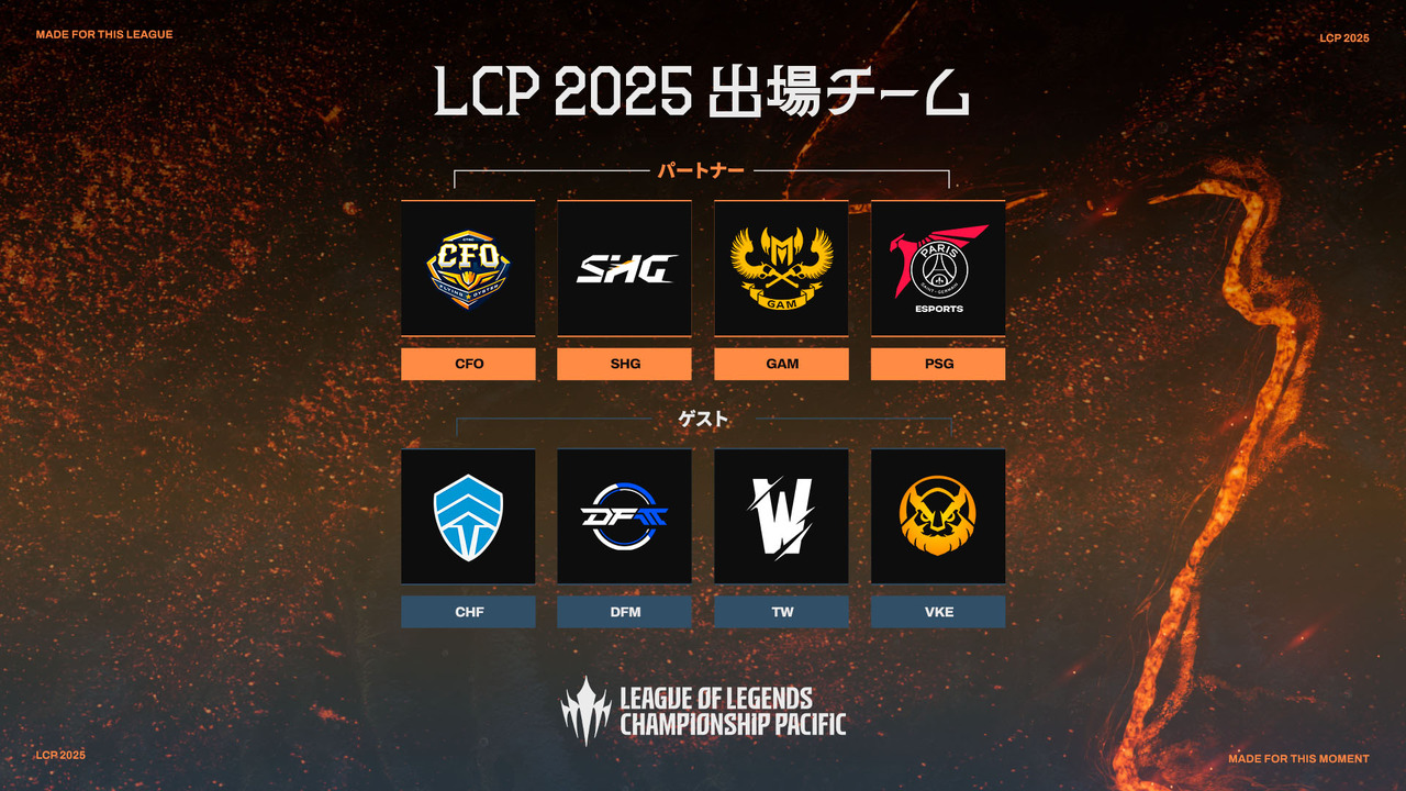 SHGとDFMが出場決定！ 新リーグ「LCP」の2025年シーズンに出場する8チームが発表【リーグ・オブ・レジェンド】