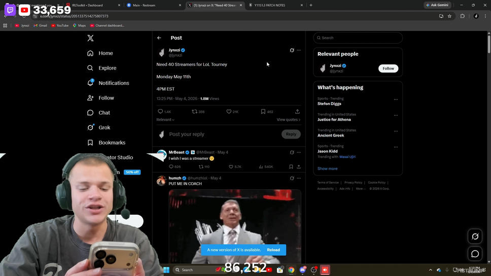 MrBeast、Ludwig、DisguisedToastら超豪華メンバー！大人気ストリーマーJynxziが『LoL』大会開催を宣言、“歯車ルール”も検討中
