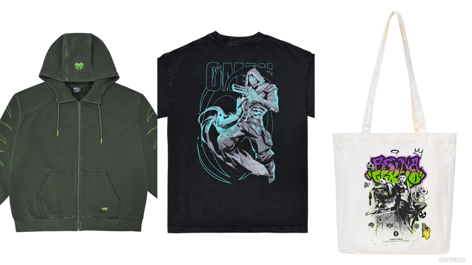 今日は『VALORANT』でコーディネイト…「ヴァイパー」モチーフのフーディに「オーメン」Tシャツ、「レイナとゲッコー」が描かれたトートバッグ…Riot Store Japanにてスタイリッシュなアパレルが3種新登場！